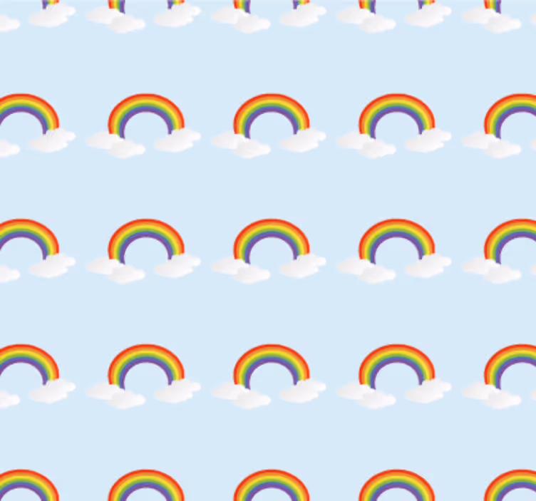 Papier peint chambre arc-en-ciel et nuages colorés - TenStickers