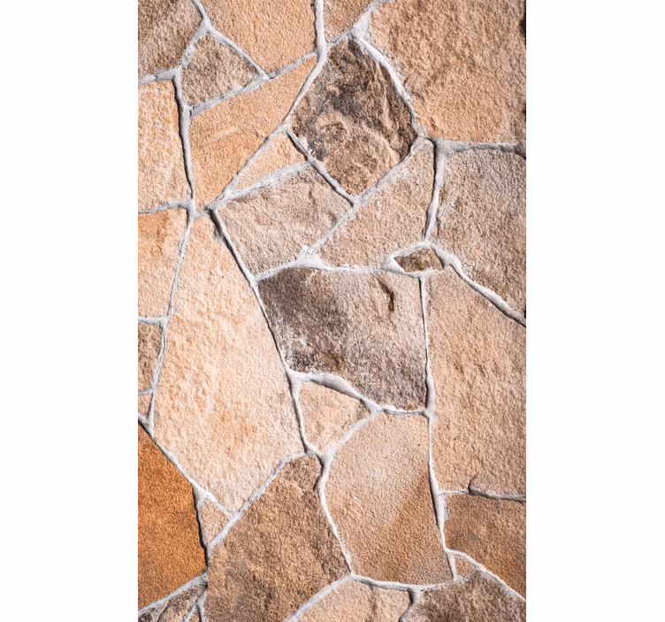 Papier peint ornemental briques en pierre marron clair - TenStickers