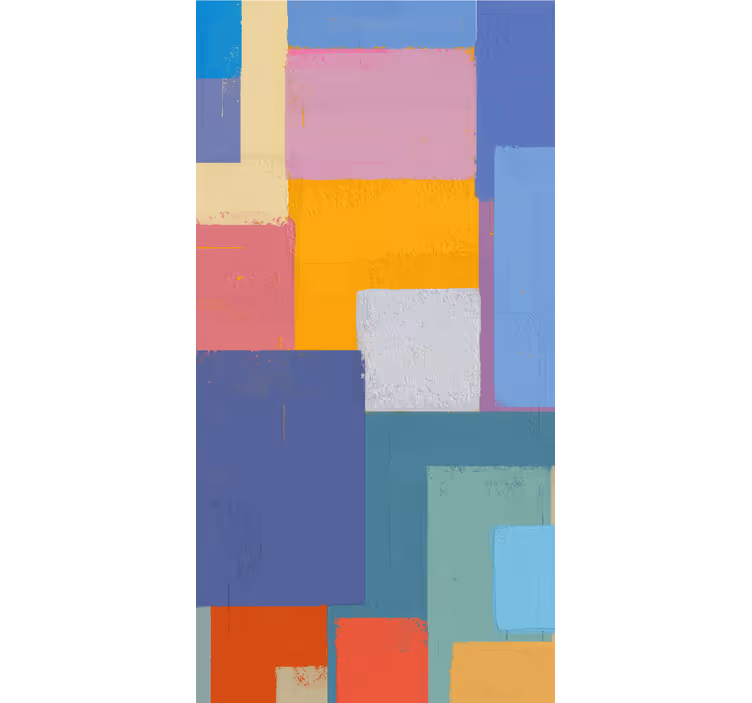 Papier peint ornemental peinture abstraite carrés colorés - TenStickers