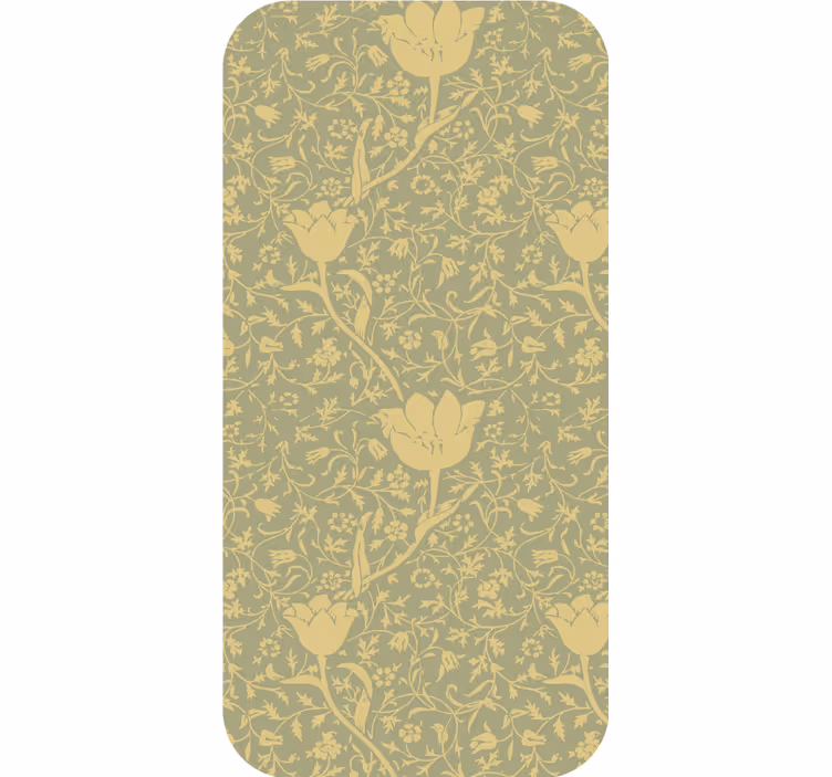 Papier peint ornemental motif floral subtil doré et vert - TenStickers