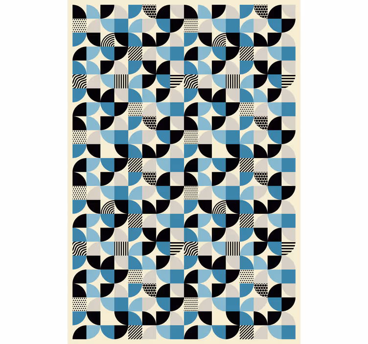 Papier peint ornemental motif bauhaus bleu rétro - TenStickers