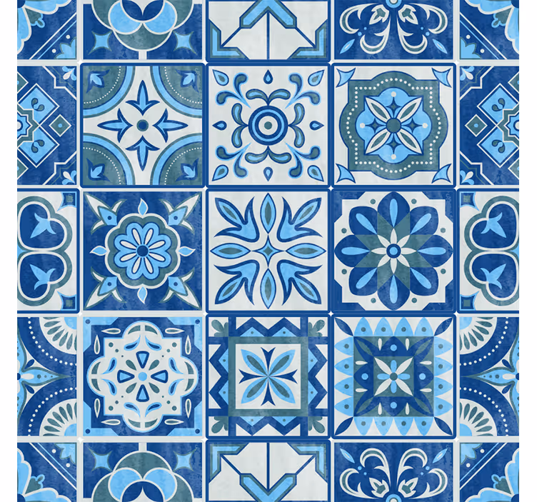 Papier peint carrelage motif bleu talavera - TenStickers