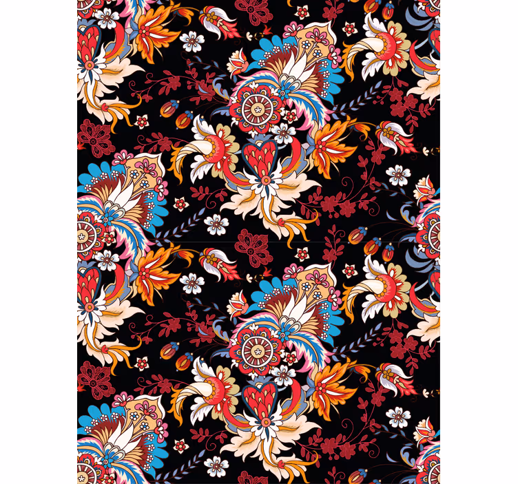 Papier peint ornemental motif botanique vibrant - TenStickers