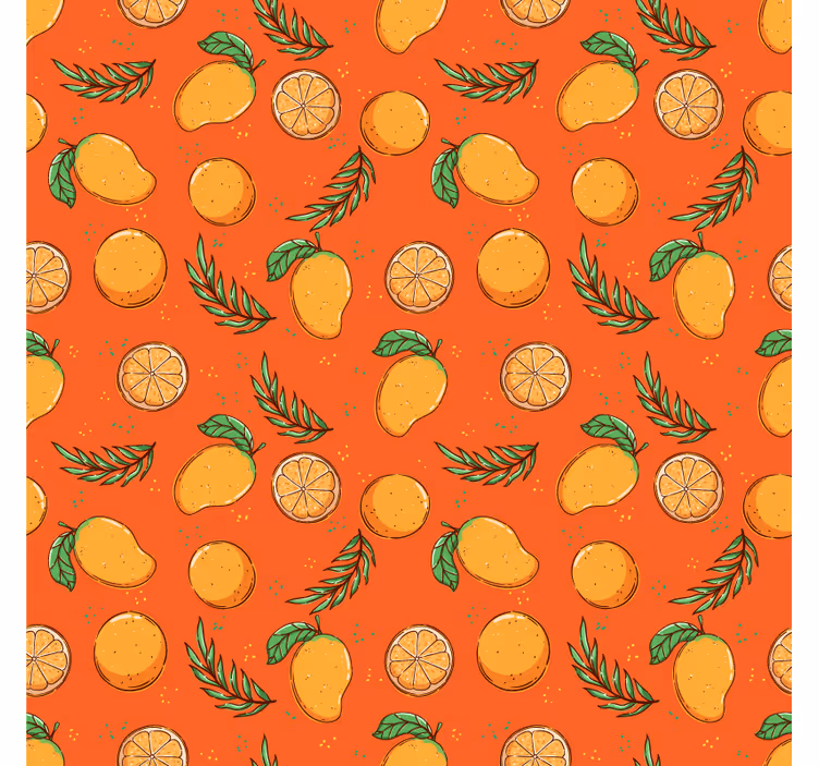 Papier peint ornemental motif agrumes - TenStickers