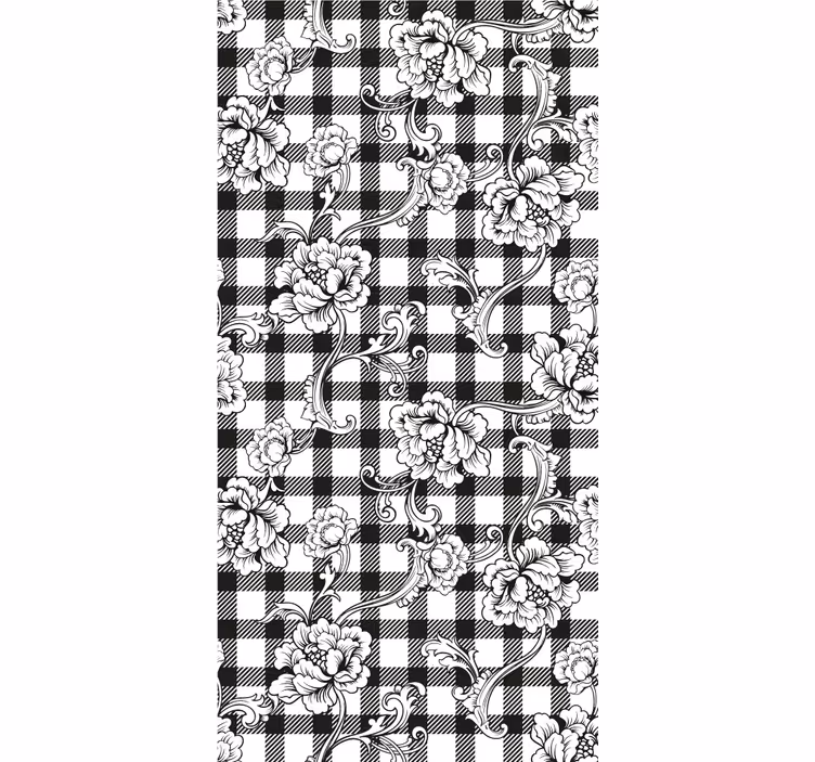 Papier peint ornemental à motifs floraux carreaux - TenStickers