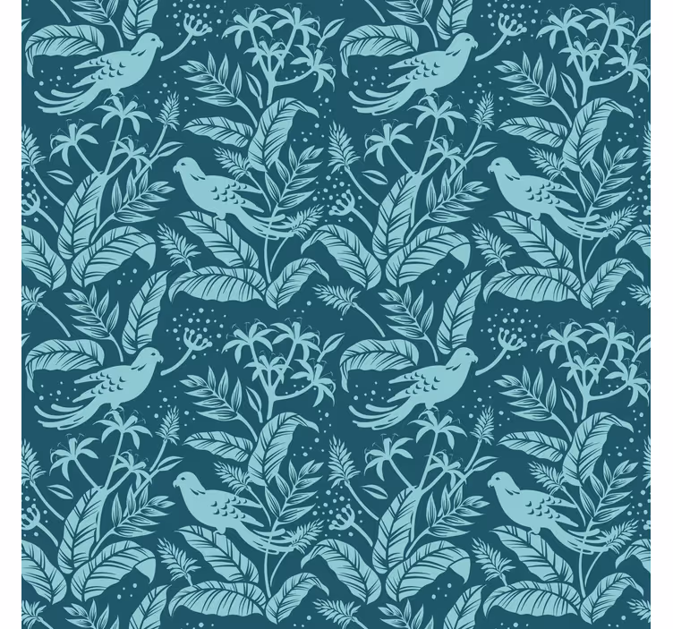 Papier peint ornemental motifs oiseaux botaniques - TenStickers