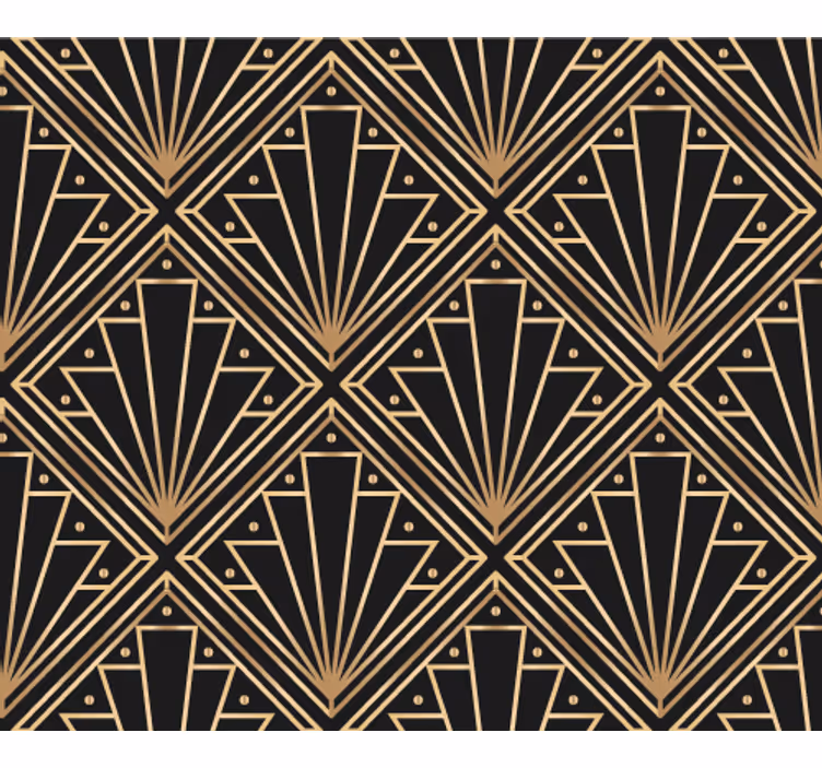 Papier peint motif motif décoratif doré et noir - TenStickers