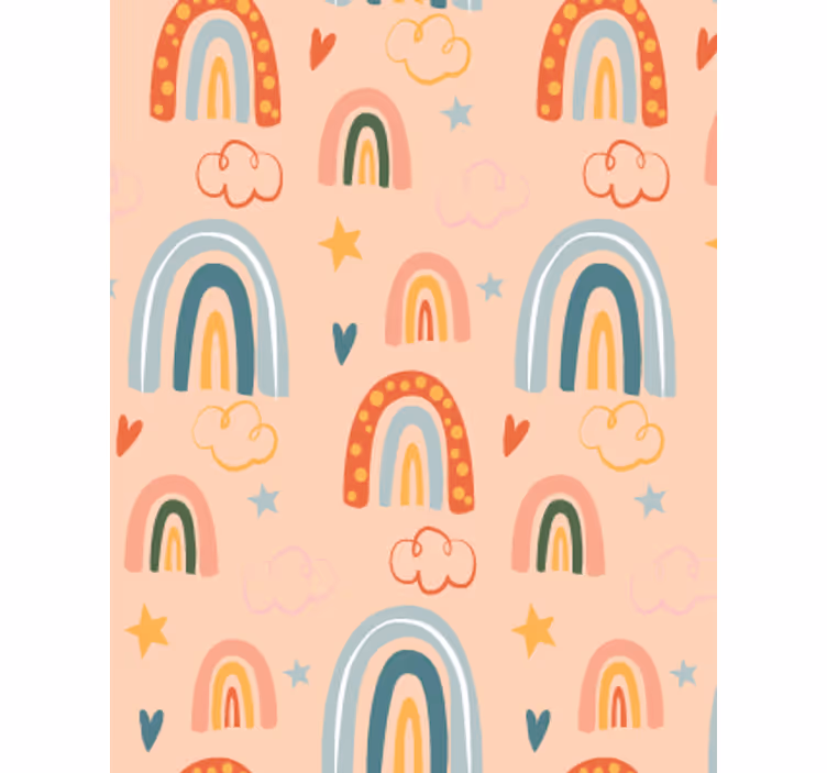 Papier peint chambre enfant arcs-en-ciel pastel simple - TenStickers