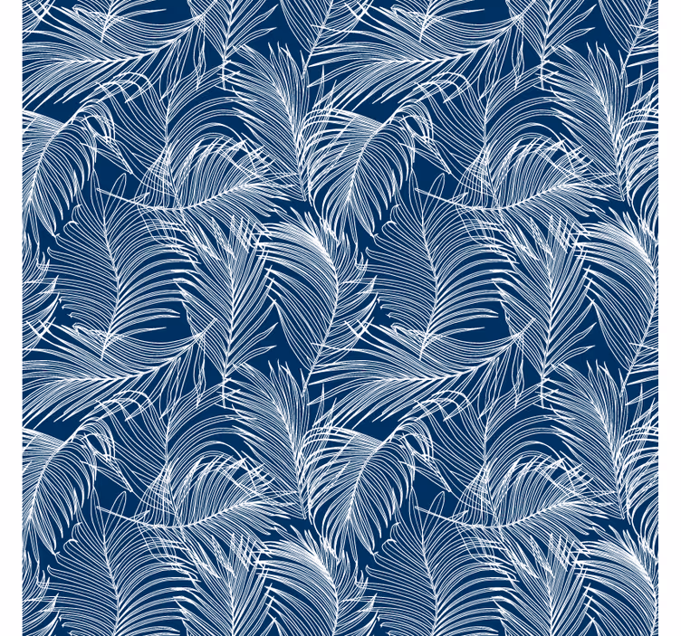 Papier peint feuillage feuilles bleues contour blanc - TenStickers