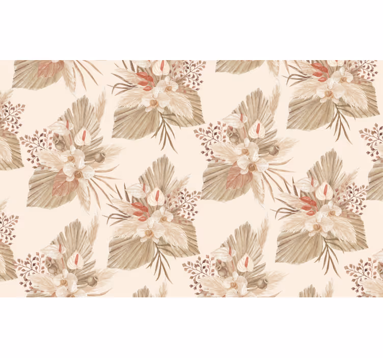 Papier peint salon fleurs séchées et herbe de la pampa - TenStickers