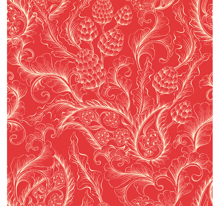 Papier peint fleuri illustration paisley rouge - TenStickers