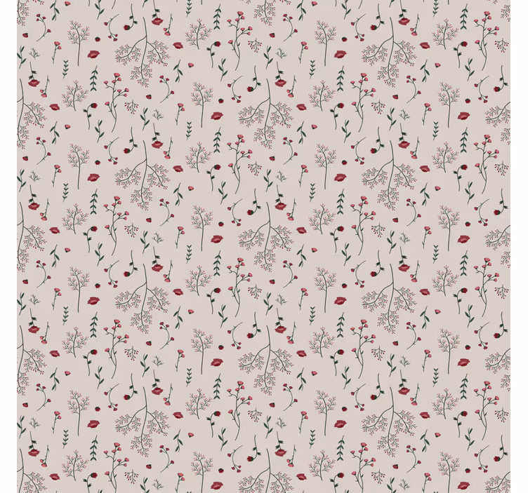 Papier peint motif fleuri rouge minimaliste - TenStickers