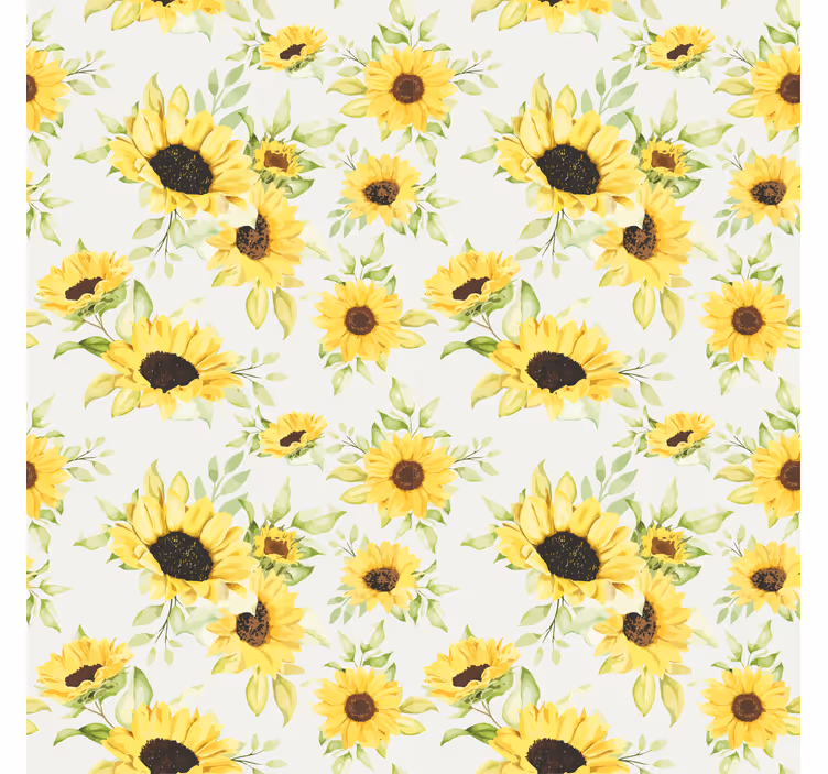 Papier peint motif beau motif de tournesols aquarelle - TenStickers