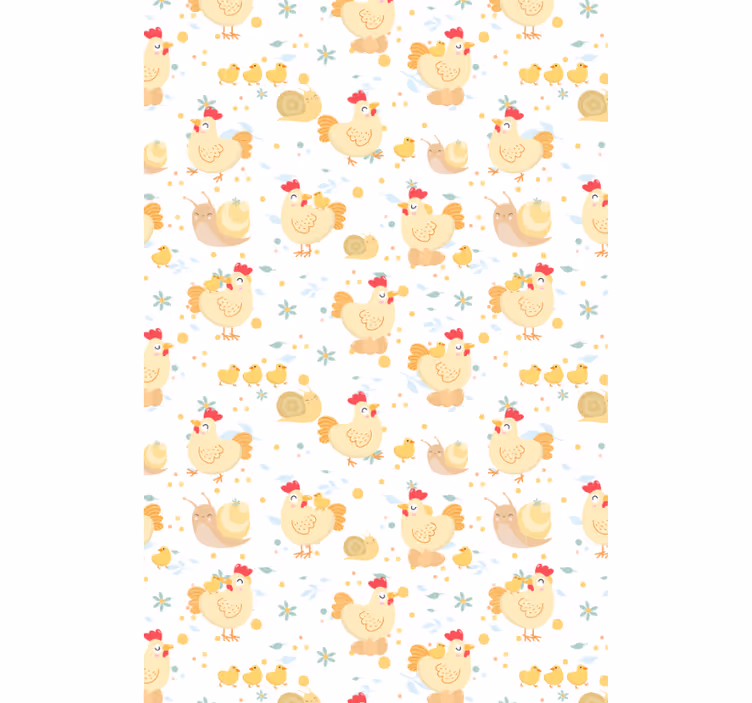 Papier peint animaux ferme cartoon poules et escargots - TenStickers