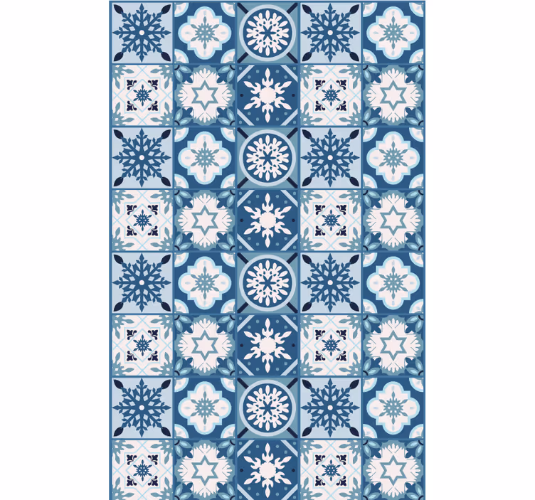 Papier peint de noël carreaux de flocons bleus - TenStickers