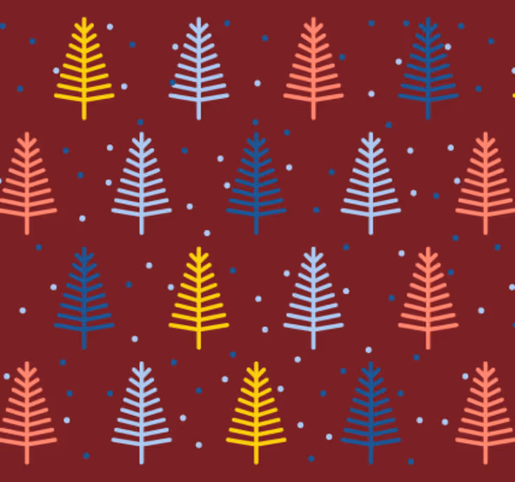 Papier peint de noël motif arbres rouges - TenStickers