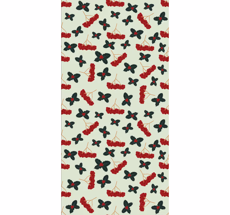 Papier peint de noël motif baies dessinées à la main - TenStickers