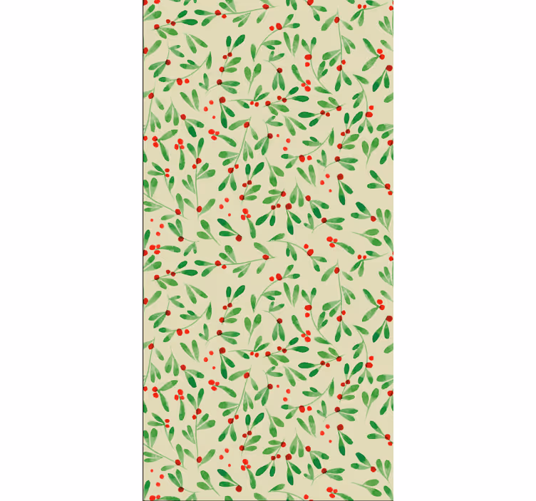 Papier peint de noël motif baies de fête - TenStickers