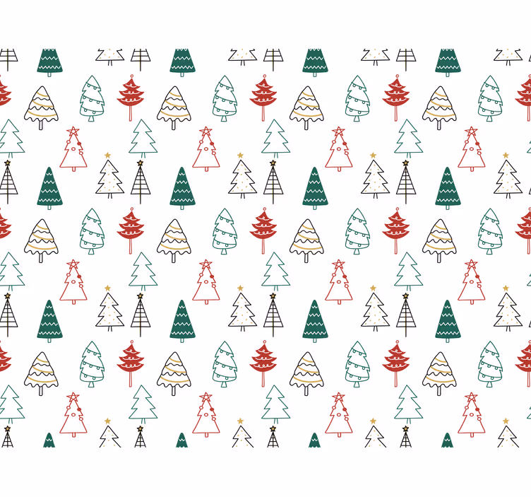 Papier peint de noël motif d'arbres festifs - TenStickers