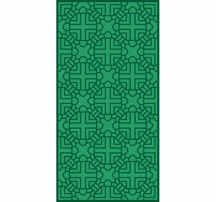 Papier peint couloir motif géométrique vert - TenStickers