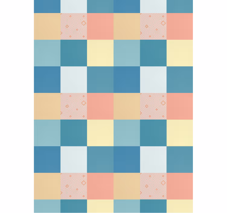 Papier peint couloir motif rétro patchwork coloré - TenStickers