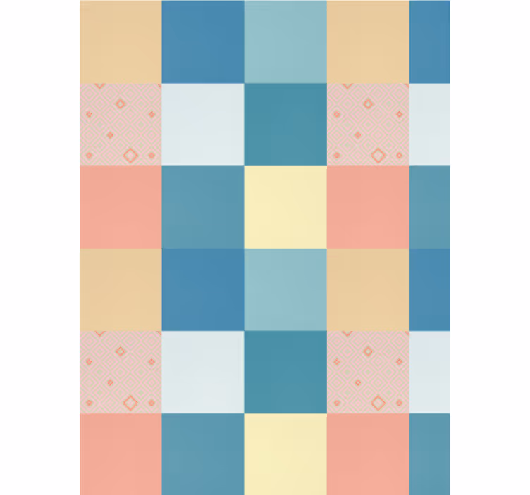 Papier peint salle à manger motif rétro coloré patchwork - TenStickers