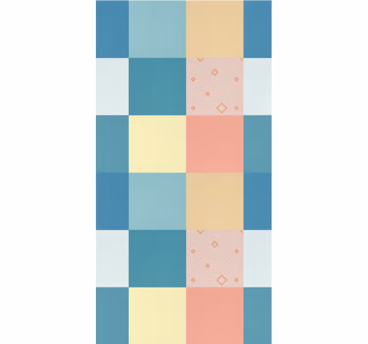 Papier peint salle à manger damier pastel géométrique - TenStickers
