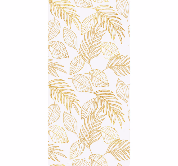 Papier peint nature blanc avec feuilles dorées - TenStickers