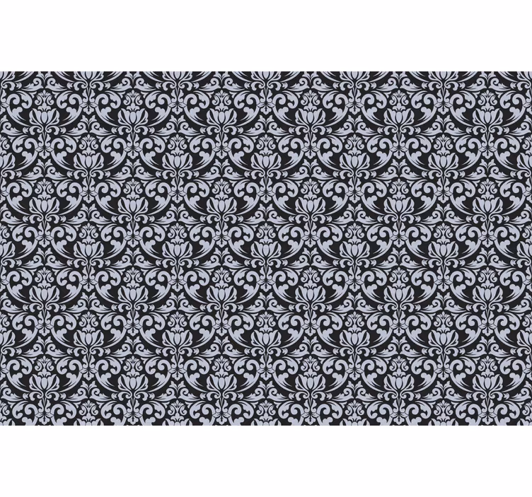 Papier peint carrelage motif mosaïque baroque noir et gris - TenStickers