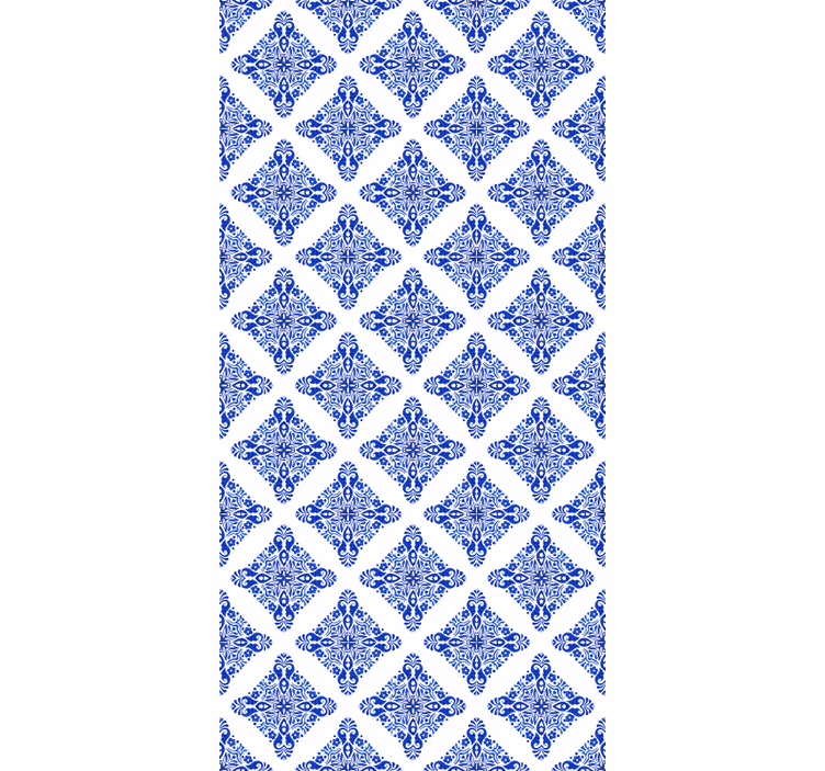 Papier peint carrelage bleu à motifs - TenStickers