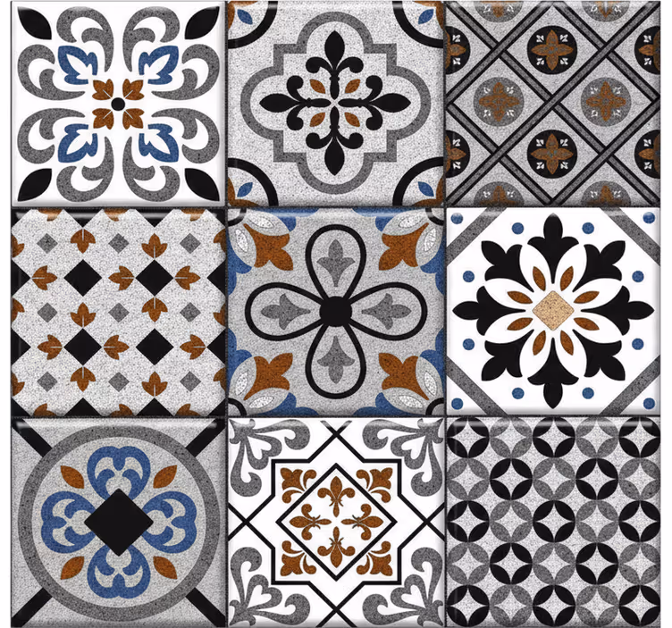 Papier peint carrelage design marocain foncé - TenStickers