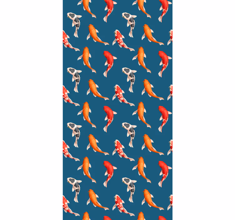 Papier peint chambre enfant motif poissons koi fond bleu - TenStickers