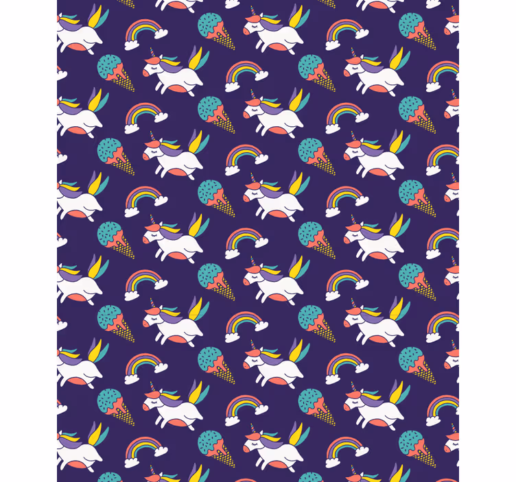 Papier peint chambre enfant motif licorne dessiné à la main - TenStickers