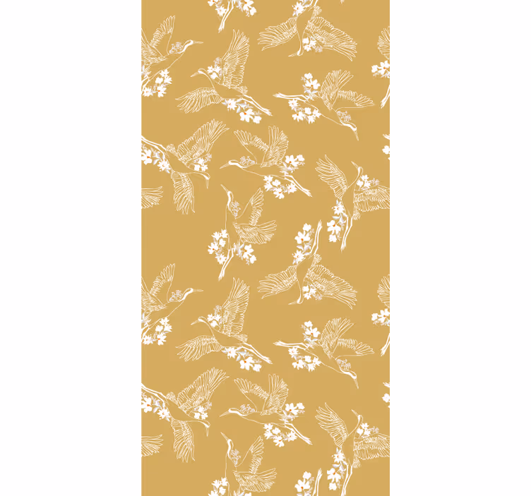 Papier peint chambre enfant fleurs et oiseaux japonais - TenStickers