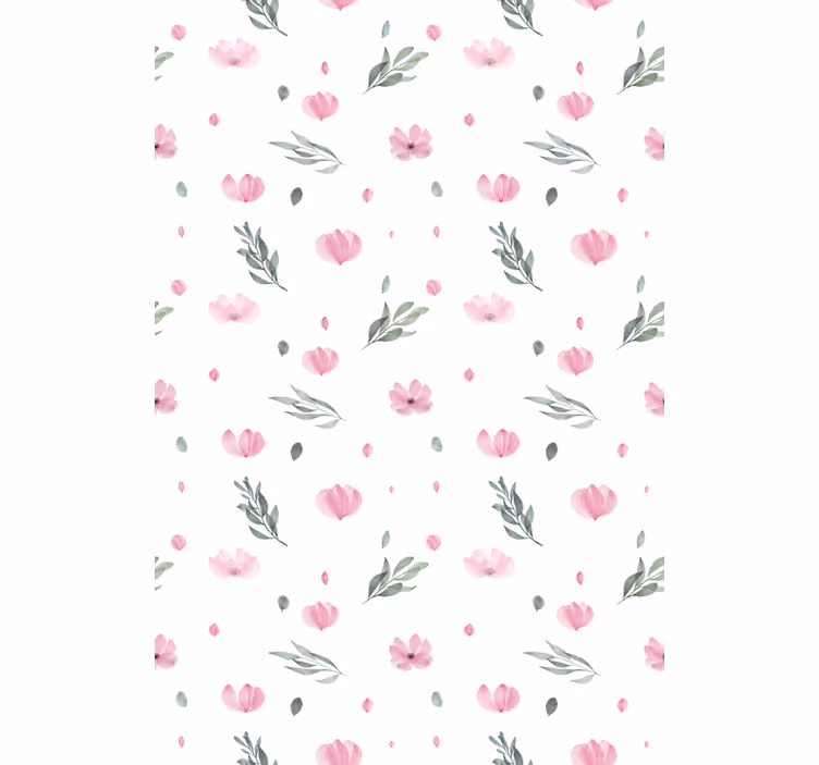 Papier peint chambre enfant fleurs minimalistes roses - TenStickers