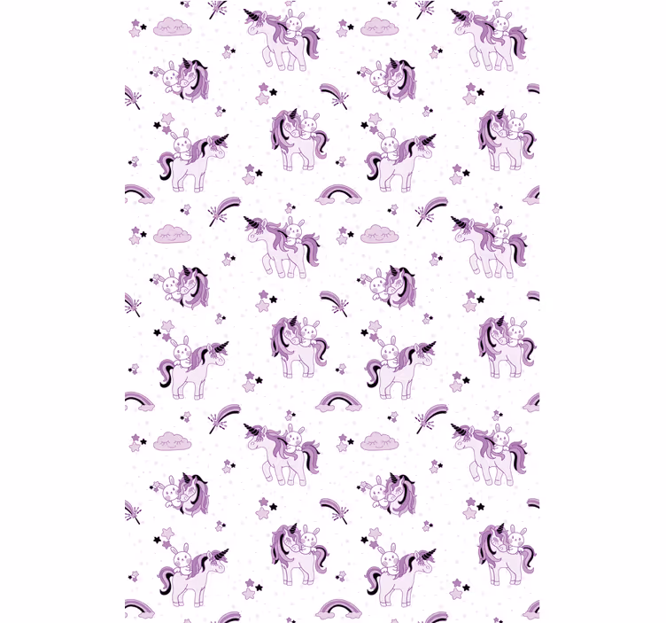 Papier peint chambre enfant licornes et lapins - TenStickers