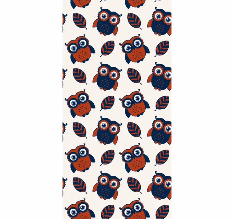 Papier peint chambre enfant motif hiboux bleus et rouges - TenStickers