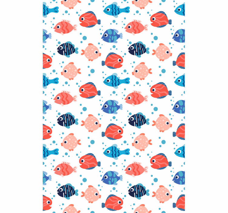 Papier peint chambre enfant poissons roses et bleus - TenStickers