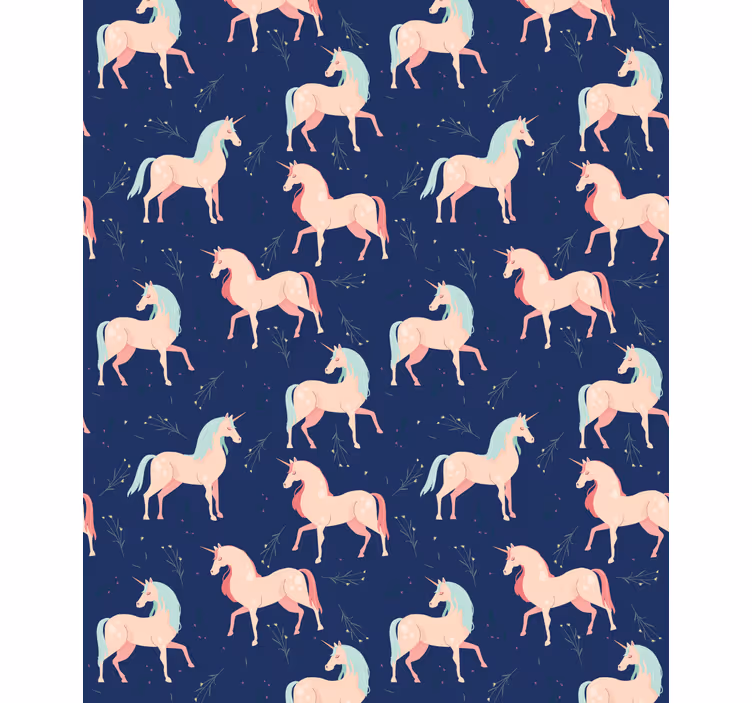 Papier peint chambre enfant motif licornes enchantées - TenStickers