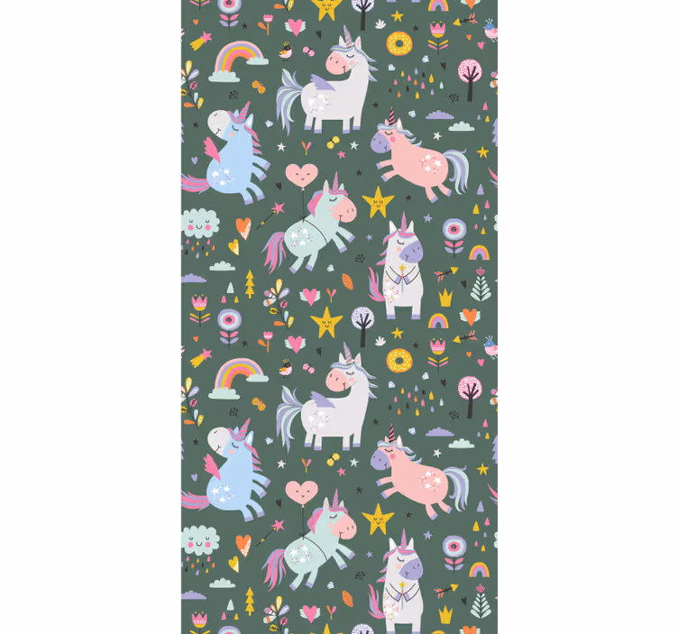 Papier peint chambre enfant motifs licornes fantastiques - TenStickers