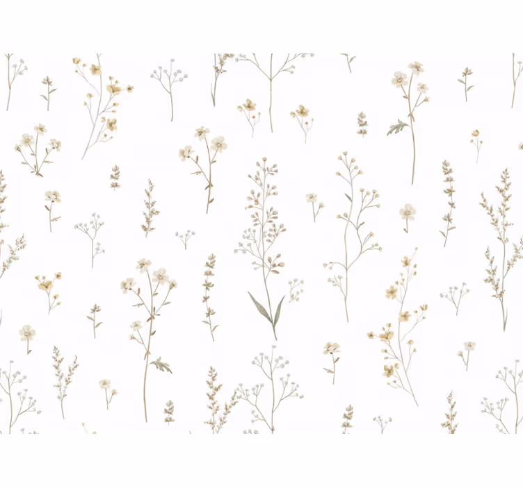 Papier peint salon fleurs de champ minimalistes - TenStickers