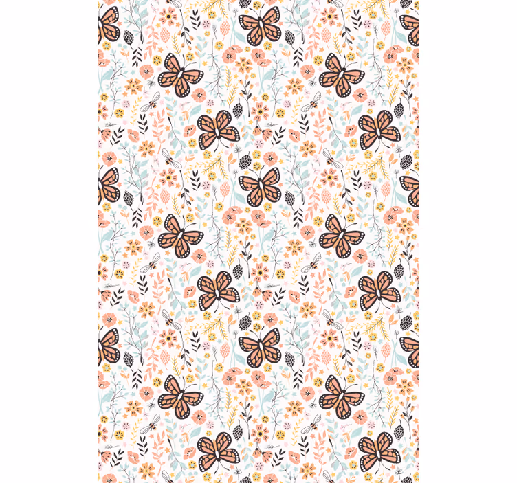 Papier peint couloir motif jardin de papillons - TenStickers