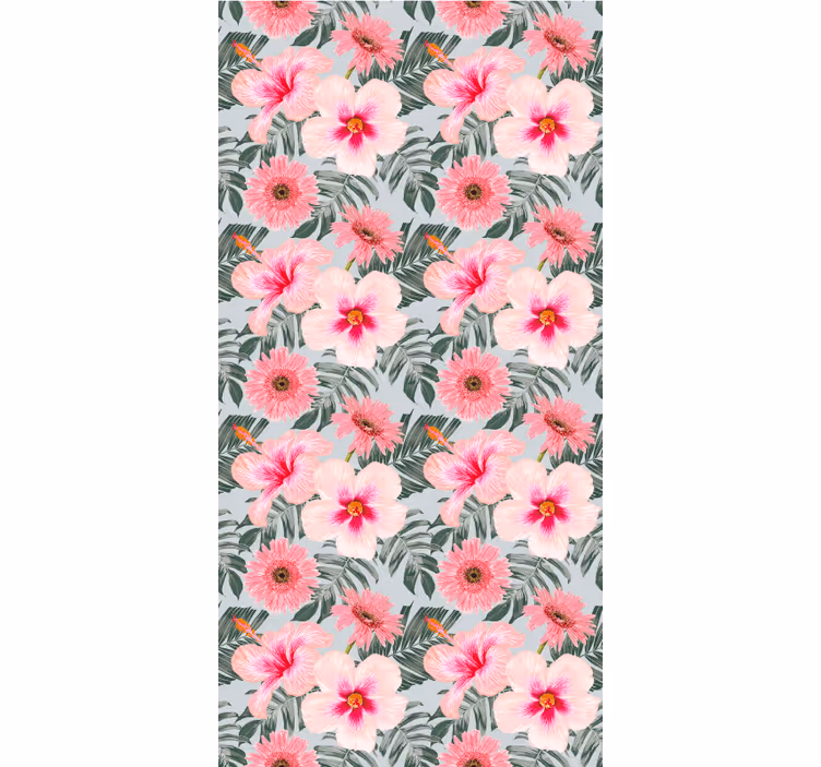 Papier peint couloir hibiscus et fleurs - TenStickers
