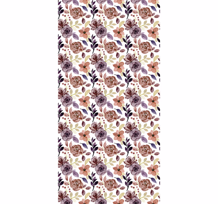 Papier peint couloir motif rose et fleurs - TenStickers