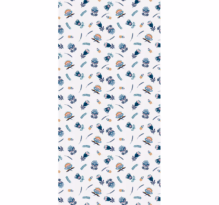 Papier peint couloir motif folk art bleu - TenStickers