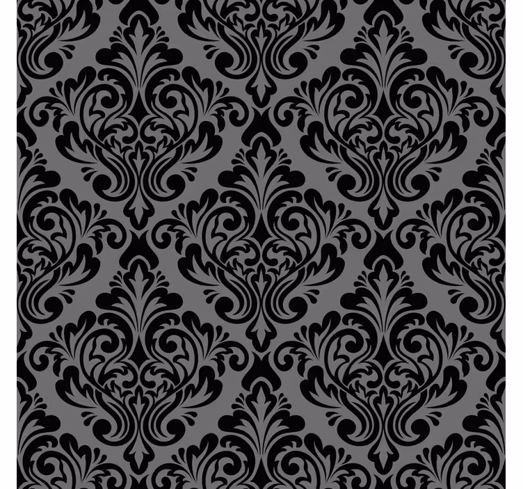 Papier peint classique damassé noir vintage - TenStickers