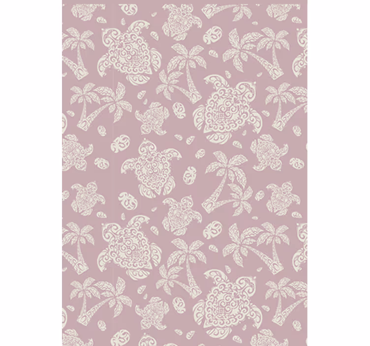 Papier peint salon motif tortue hawaïenne et palmiers - TenStickers