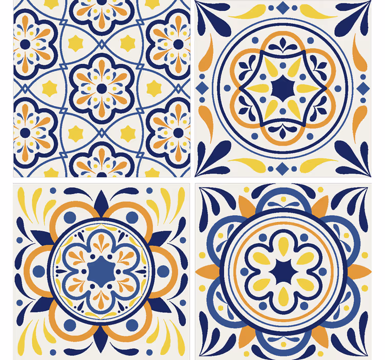 Papier peint carrelage style portugais - TenStickers