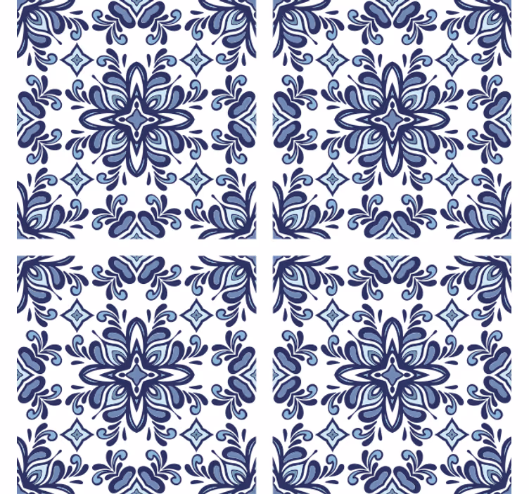 Papier peint carrelage style marocain bleu - TenStickers
