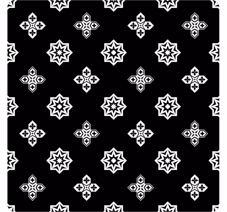 Papier peint carrelage motif vintage noir et blanc - TenStickers